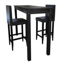 Baro stalas VLX With 2 Chairs 160727, juodas, 1150 mm x 550 mm x 1070 mm