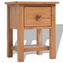 Naktinis staliukas VLX Solid Oak Wood, rudas, 36x30x47 cm