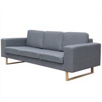 Sofa VLX 3-Seater Fabric 243185, šviesiai pilka, 82 x 200 x 76 cm
