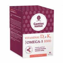  GAMTOS NAMAI vitaminai D3 ir K2 + OMEGA-3 1000, 60 kapsulių