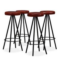 Baro kėdė VLX Genuine Leather And Steel Bar Stools 245444, ruda/juoda, 4 vnt.