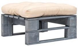 Suoliukas VLX Garden Pallet Ottoman 275281, pilkas/smėlio, 60 cm x 60 cm x 35 cm
