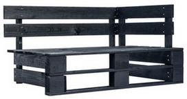 Suoliukas VLX Garden Pallet Corner Bench 45763, juodas, 65 cm x 110 cm x 55 cm