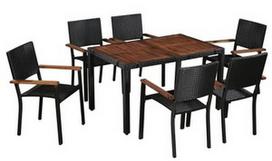 Lauko baldų komplektas VLX Outdoor Dining Set 43935, juodas/rudas, 6 vietų
