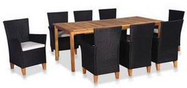 Lauko baldų komplektas VLX Outdoor Dining Set 44102, juodas/rudas, 8 vietų