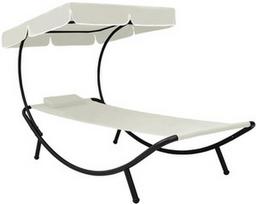 Gultas VLX Outdoor Lounge Bed With Canopy 48077, kreminės spalvos