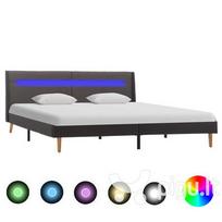 Lovos rėmas aptrauktas audiniu, su LED, 140x200cm, pilkas