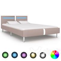 Lovos rėmas aptrauktas dirbtine oda su LED, 120x200 cm, kreminės spalvos