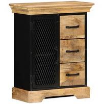 Komoda VLX Solid Mango Wood 247580, juoda/šviesiai ruda, 60x30x75 cm