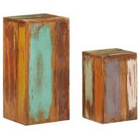 Kavos staliukas VLX Solid Reclaimed Wood 2 Piece Set 320806, rudas/įvairių spalvų, 280 mm x 280 mm x 590 mm
