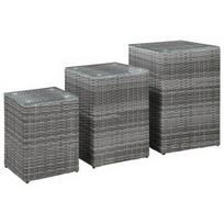 Kavos staliukas VLX Rattan 3 Piece Set 46985, pilkas, 400 mm x 400 mm x 620 mm