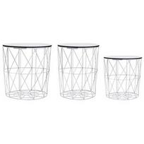 Kavos staliukas VLX 3 Piece Set 287644, baltas, 390 mm x 390 mm x 400 mm