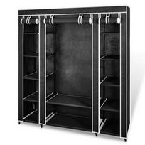 Spinta VLX Wardrobe Compartments and Rods Black, juoda, 150 cm x 45 cm x 176 cm