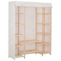 Spinta VLX Wardrobe Fabric White, balta/smėlio, 135 cm x 40 cm x 170 cm