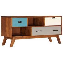 TV staliukas VLX Solid Acacia Wood 247936, įvairių spalvų, 350 mm x 1100 mm x 500 mm