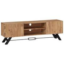TV staliukas VLX Solid Acacia Wood 247971, rudas/juodas, 300 mm x 1400 mm x 450 mm