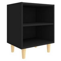 Naktinis staliukas VLX With Solid Wood Legs 805781, juodas, 30x40x50 cm