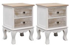 Naktinis staliukas VLX Bedside Cabinets 284065, rudas/baltas, 30x35x50 cm