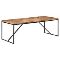 Valgomojo stalas VLX Solid Acacia and Mango Wood 323554, rudas/juodas, 2000 mm x 900 mm x 760 mm