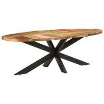 Valgomojo stalas VLX Solid Reclaimed Wood 321679, rudas/juodas, 2400 mm x 1000 mm x 750 mm