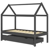 Lova VLX Wooden Kids 322143, tamsiai pilka, 160x80 cm, su grotelėmis