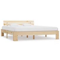 Lova VLX Solid Pine Wood 283165, pušies, 213x185 cm, su grotelėmis