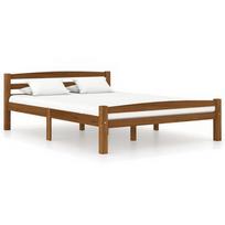 Lova VLX Solid Pinewood 322078, ruda, 206x146 cm, su grotelėmis