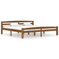 Lova VLX Solid Pinewood 322080, ruda, 206x186 cm, su grotelėmis
