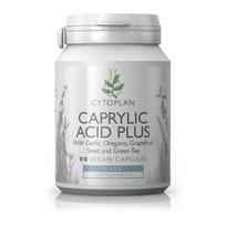 Kaprilo rūgštis „Caprylic Acid Plus“ su česnaku, raudonėliu, greipfrutų sėklomis ir žaliąją arbata. Maisto papildas